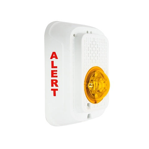 System Sensor SWLED-ALERT emergency LED indicator light with warning symbol on white background.