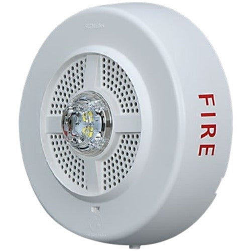 Siemens fire alarm sensor unit with wiring and mounting hardware for safety and fire detection systems.