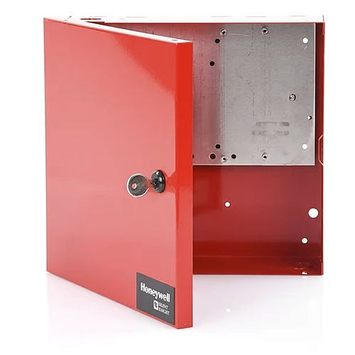 Silent Knight 5815RMK fire alarm control panel with digital display and multiple wiring connections.