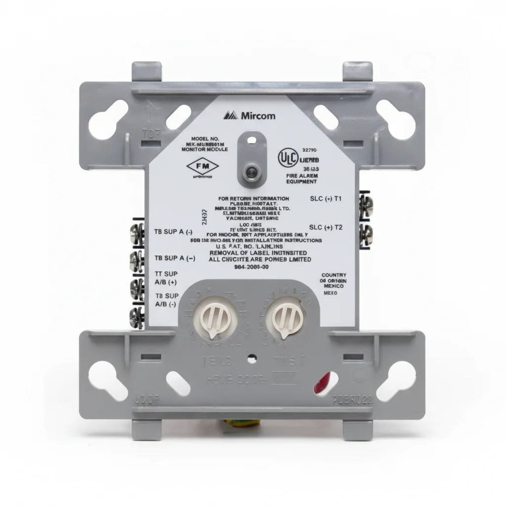 Mircom ULC MIX-M502MAPA fire alarm device with wiring and mounting components, manufactured by Mircom Canada.