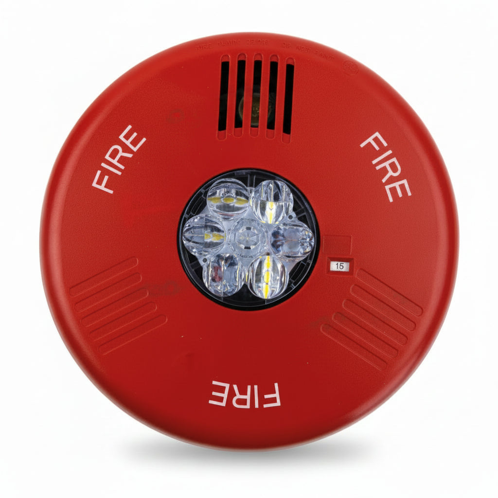 Siemens SL2HSCR-F Horn-Strobe, Ceiling Mount, Red, “Fire” Lettering