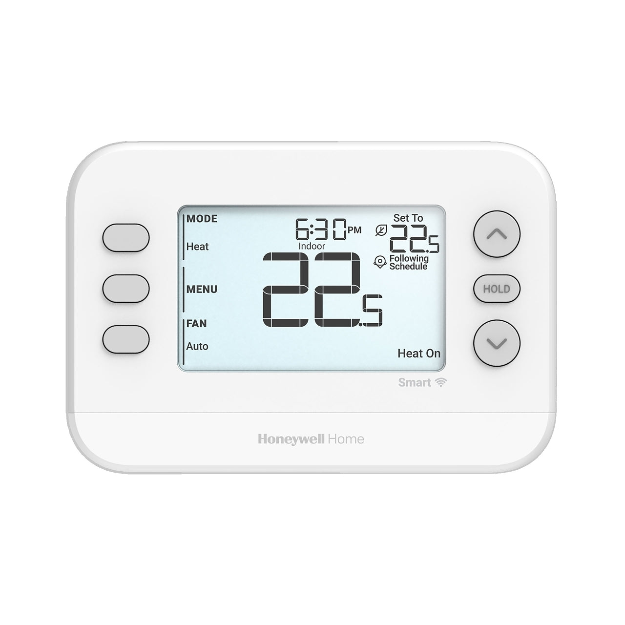 Resideo fire alarm sensor with digital display and wiring ports, designed for residential fire safety systems.