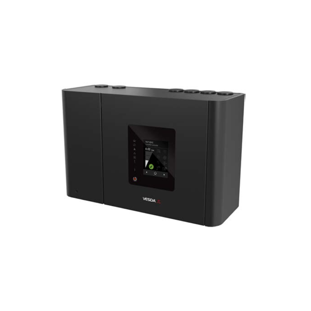 VESDA VEP-A10-P-UL fire detection vent with sensor system, featuring compact design and industrial-grade components.