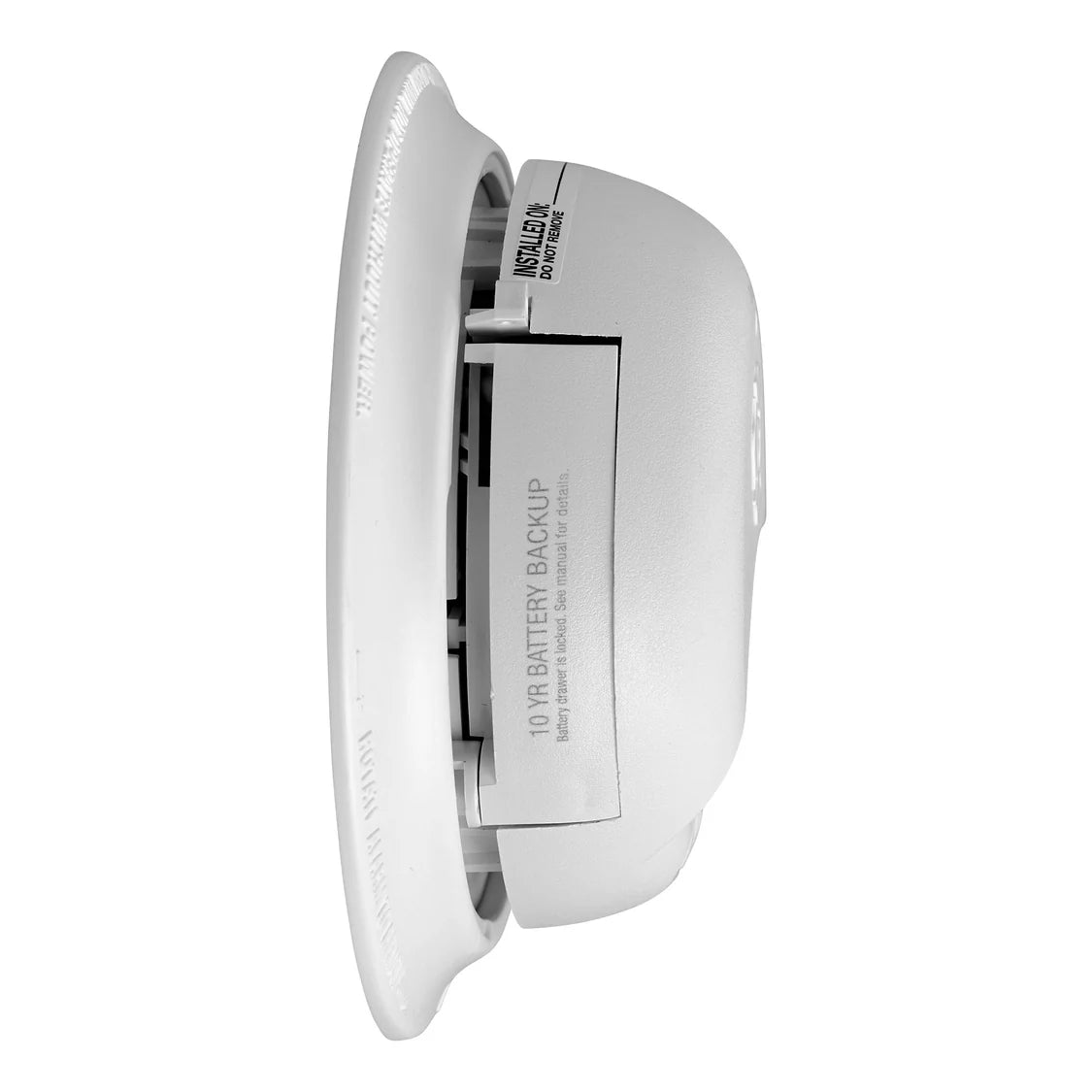 BRK SMI105-AC hardwire smoke alarm with 10-year battery backup, showing the device with test button and wiring connections.