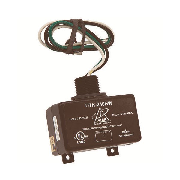 Ditek DTK-240HW surge protection device mounted on a panel, designed for electrical protection in industrial or commercial systems