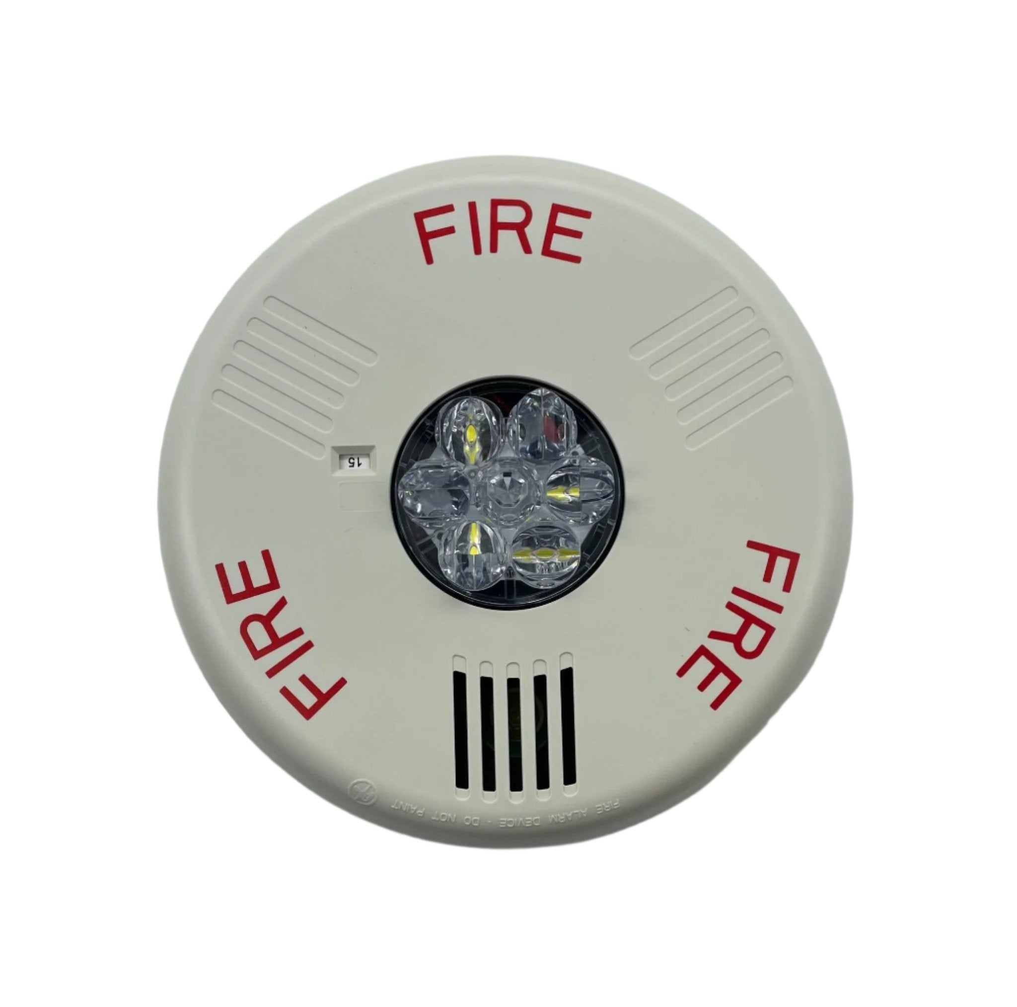 Eaton Wheelock ELHSWC horn strobe alarm with black housing and mounting hardware, designed for emergency signaling systems.