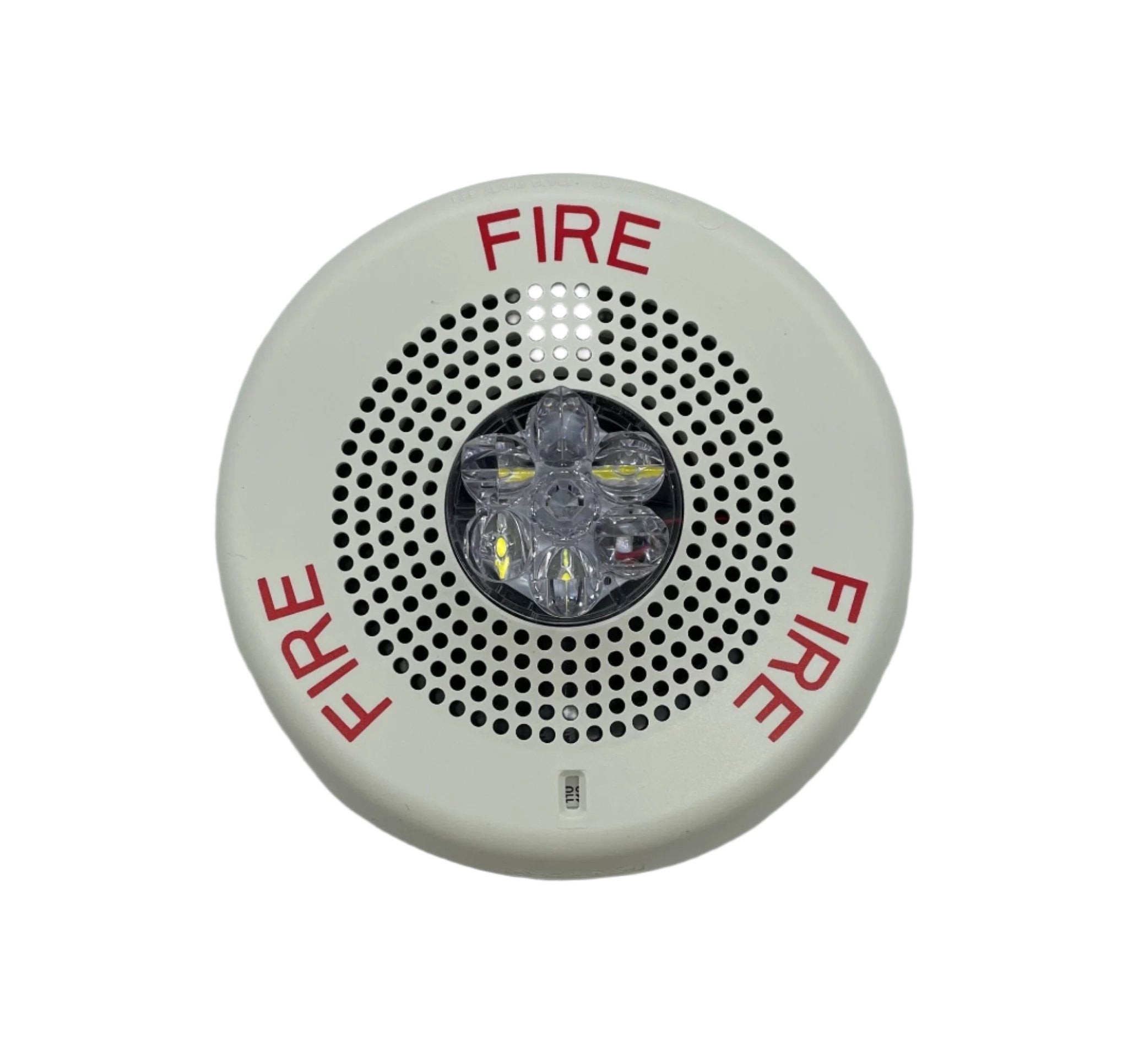 Eaton Wheelock ELFHSWC LED emergency lighting fixture with metal enclosure mounted on a wall in a building.