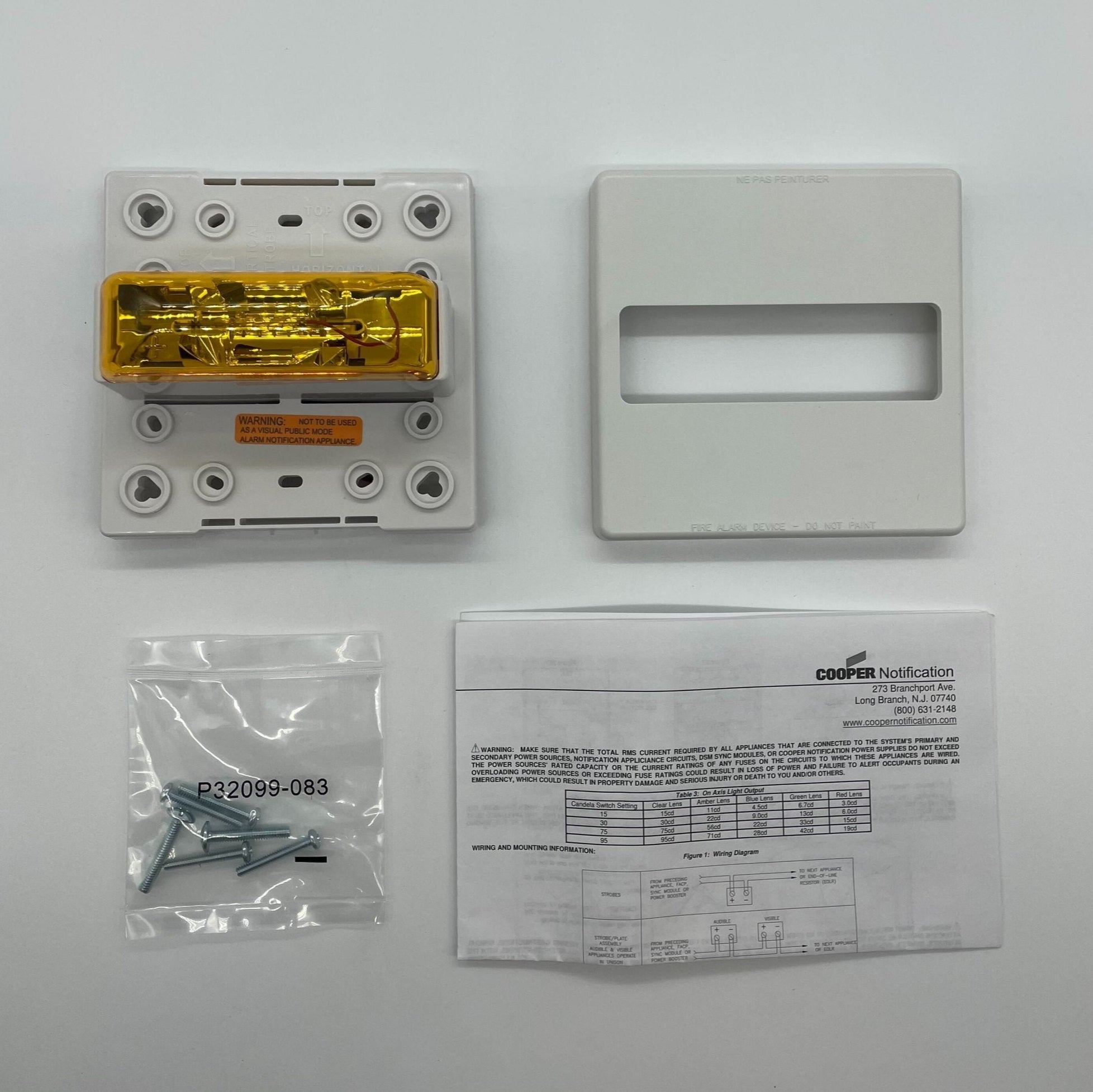 Eaton Wheelock RSSA-24MCC-NW strobe light with clear lens and mounting hardware, designed for emergency signaling.