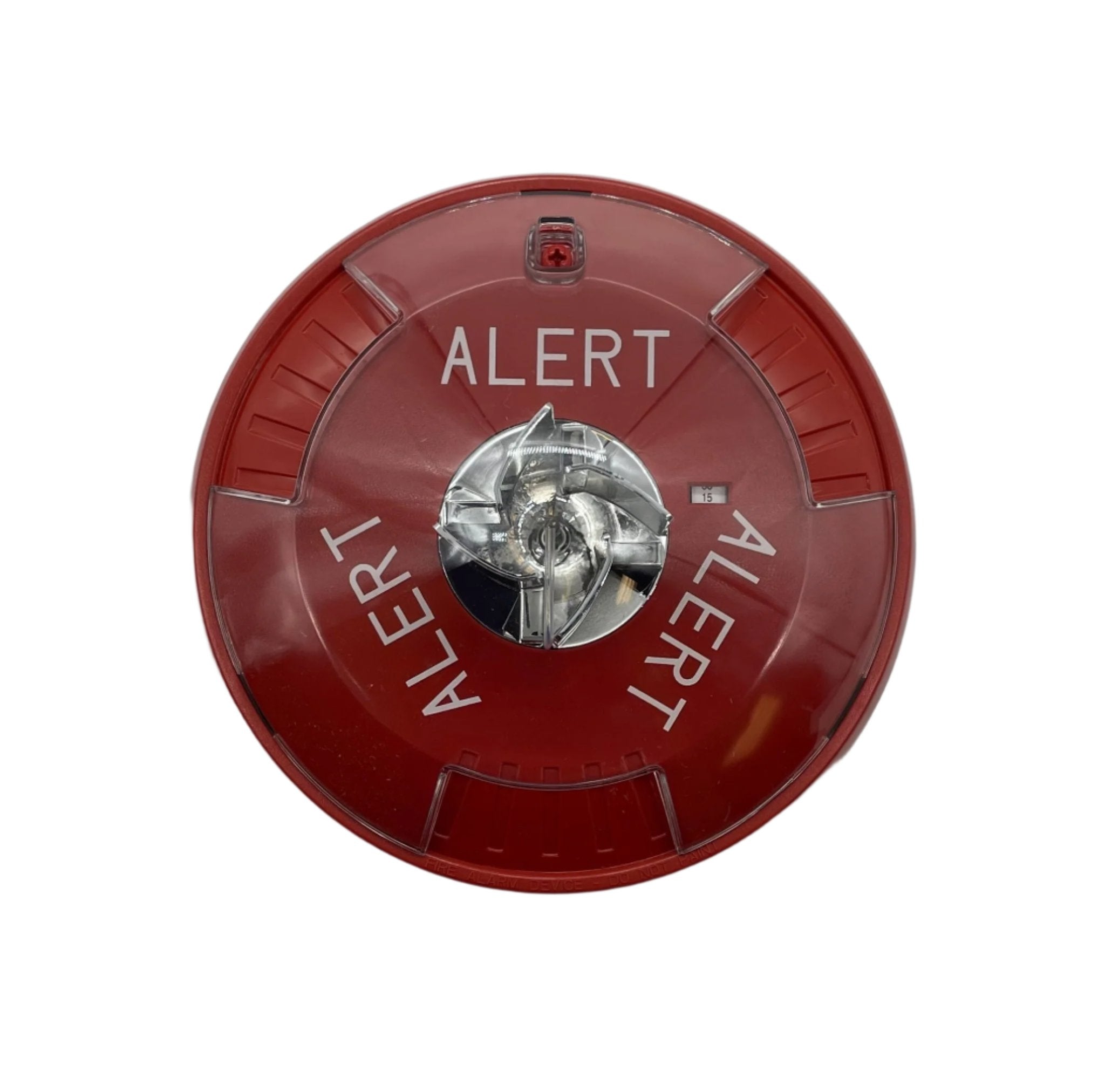 Eaton Wheelock STRC-AL strobe light with aluminum housing, mounted on a wall, designed for emergency signaling.