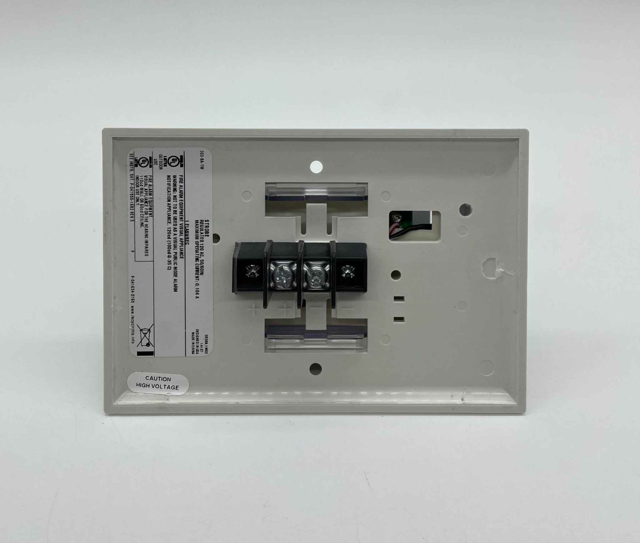 Edwards 203-8A-TW strobe light with black housing and mounting bracket, designed for system alert and signaling applications.