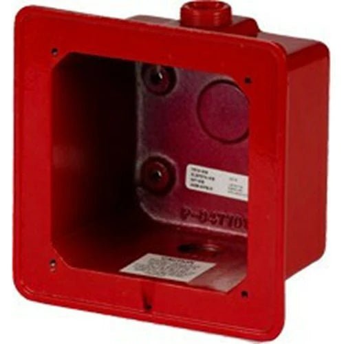 Edwards 2459-WPB-R fire alarm with red indicator light and mounting bracket, designed for commercial fire safety systems