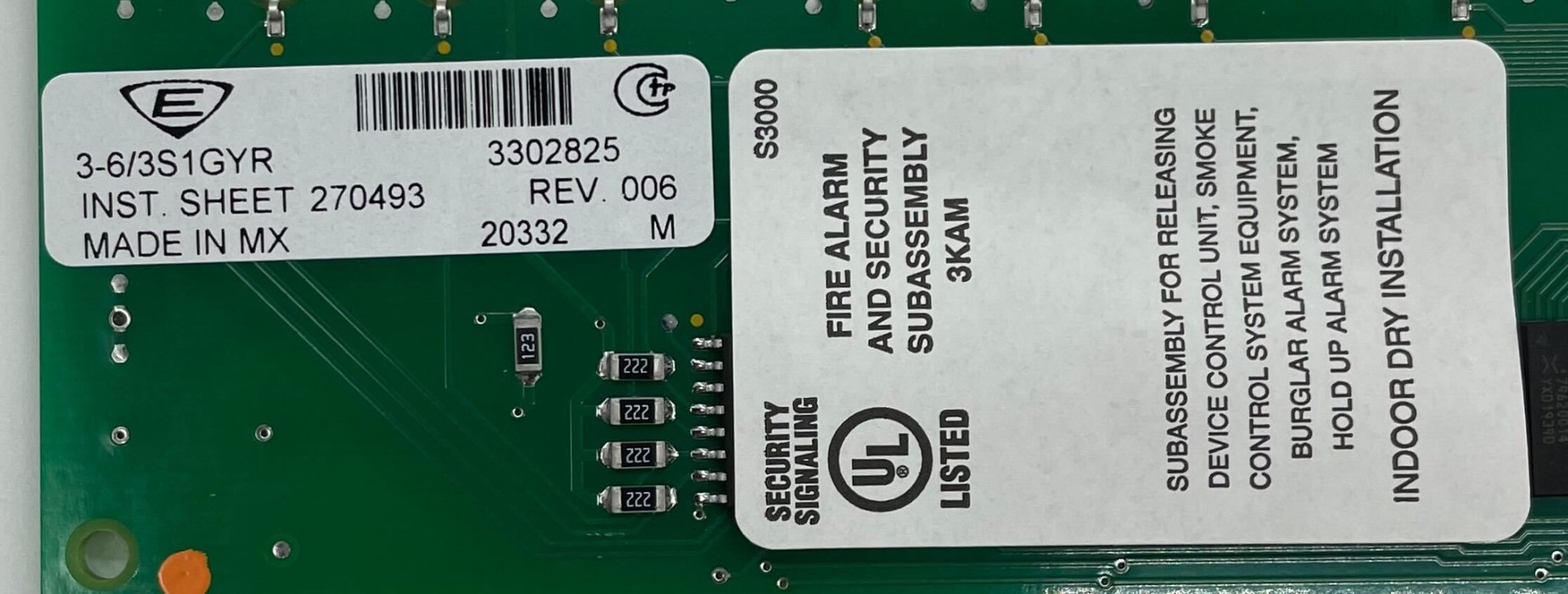 Edwards 3-6/3S1GYR module from Jem Systems Canada, industrial control module with electronic components.