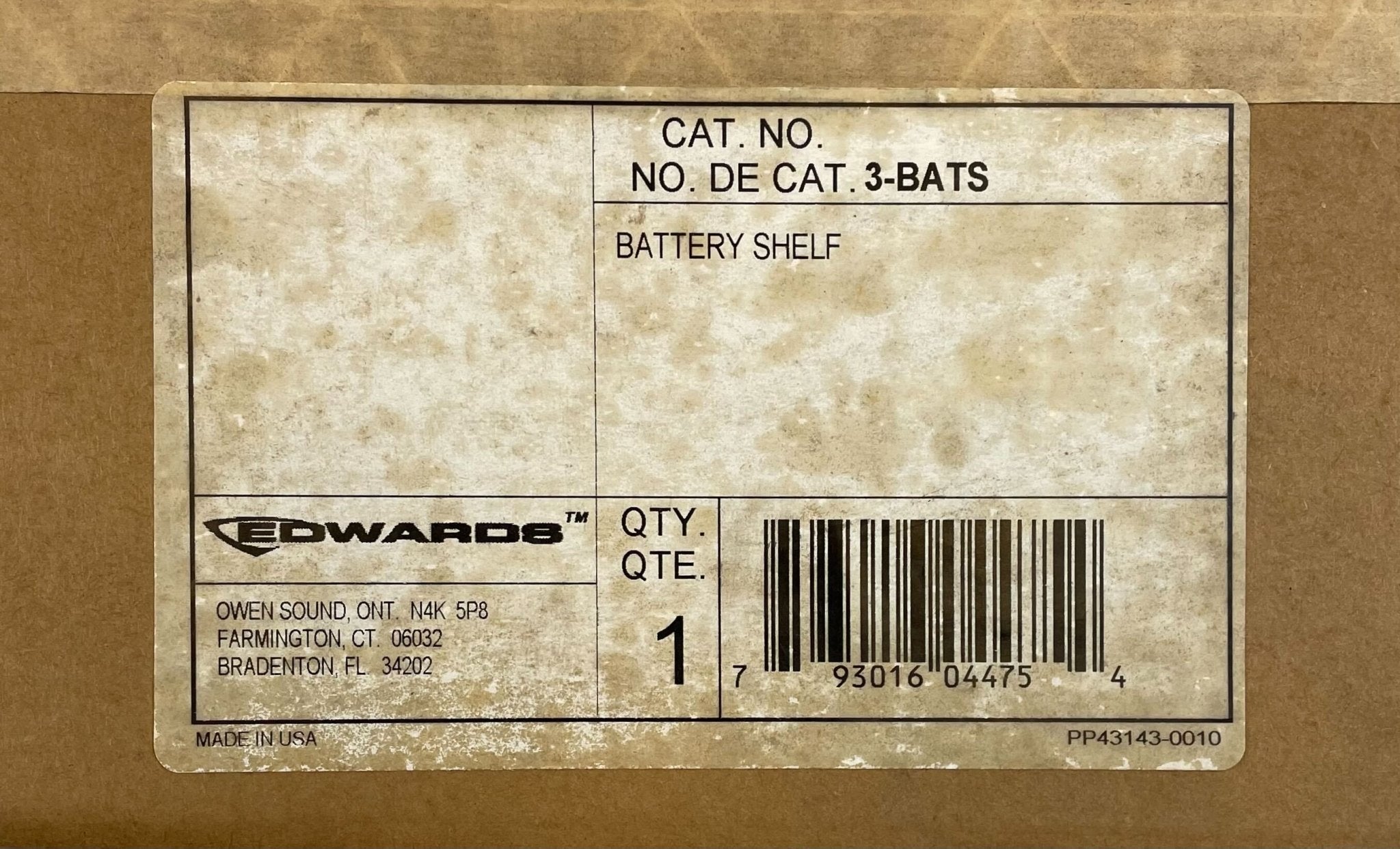 Edwards 3-BATS batteries by Edwards, shown in a clear image, featuring compact, portable power solutions for various devices.