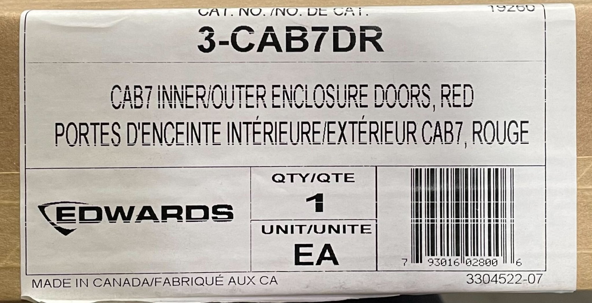 Edwards 3-CAB7DR fire alarm with digital display and sensor, mounted on a wall in a safety system setup.
