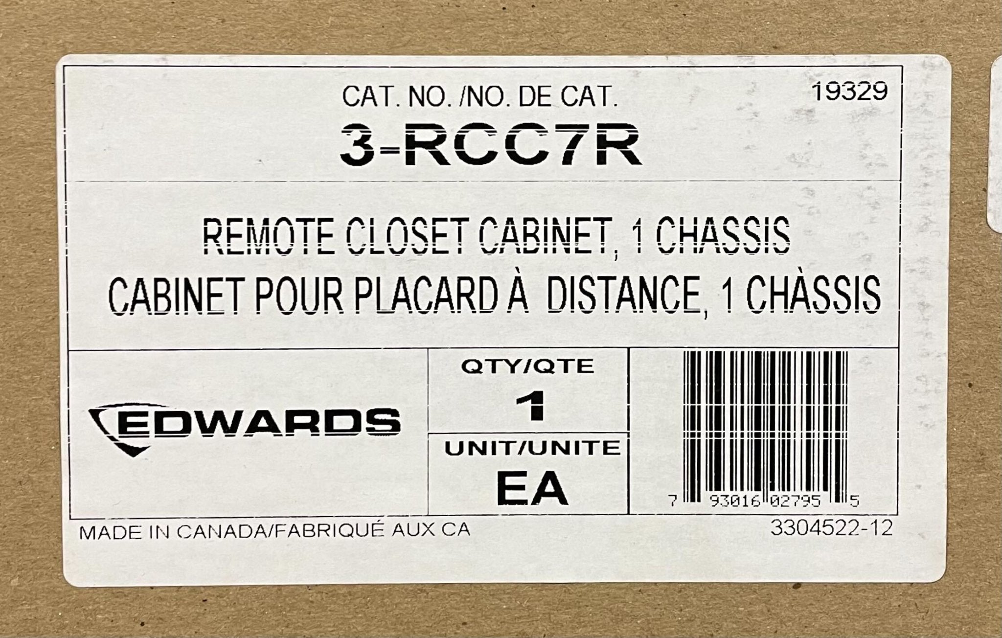 Edwards 3-RCC7R enclosure for Jem Systems Canada, black metal case with ventilation slots and secure mounting features.
