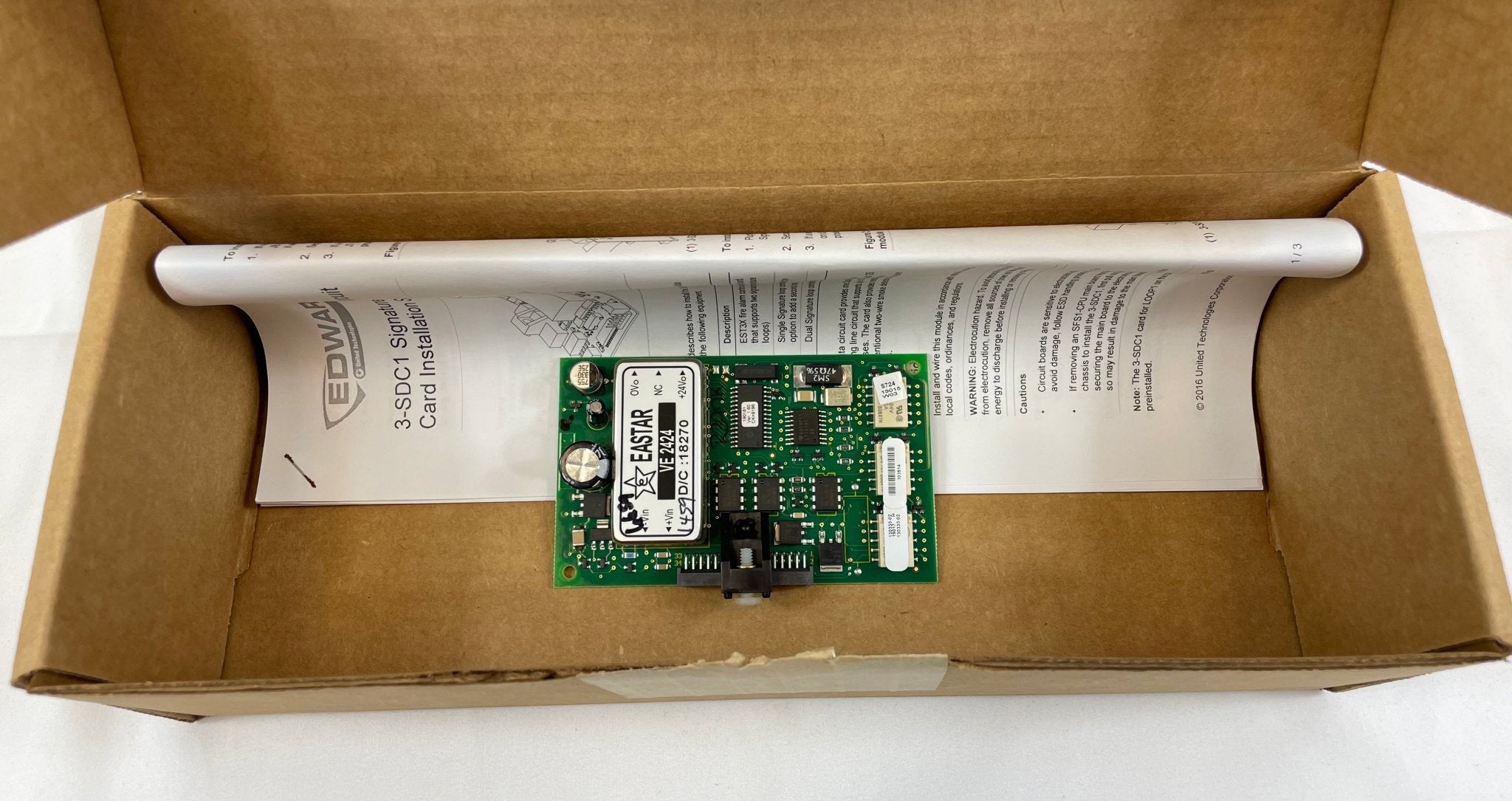 Edwards 3-SDC1 module from Jem Systems Canada, showing a compact industrial control module with connectors and electronic components.
