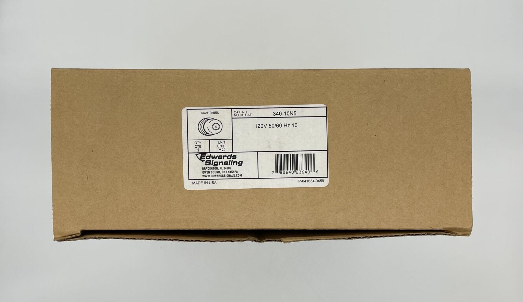 Edwards 340-10N5 bell, metallic fire alarm bell with mounting bracket, used for emergency alert systems.