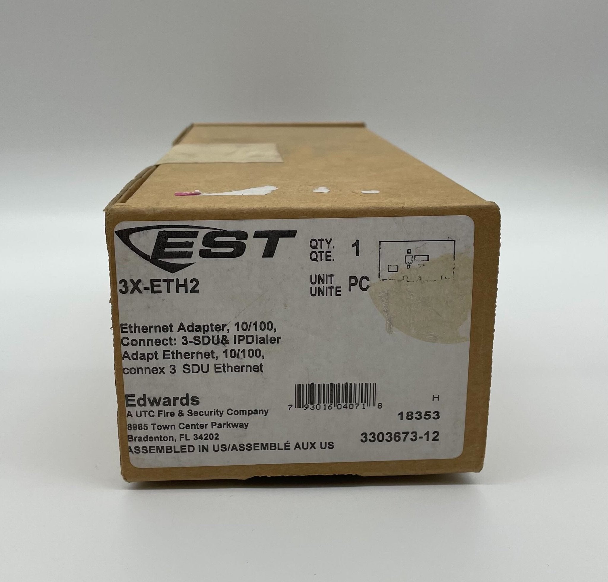 Edwards 3X-ETH2 fire alarm with alarm indicator and wiring connections, designed for building safety and fire detection.