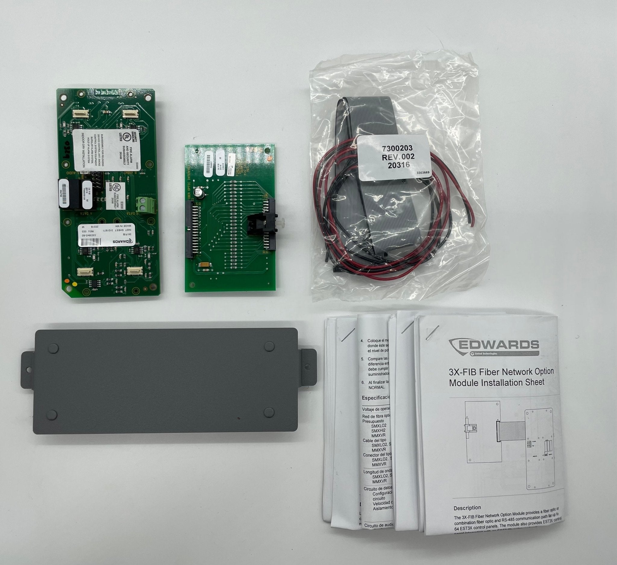 Edwards 3X-FIB network card by Edwards, showing the compact card with connectors and electronic components.