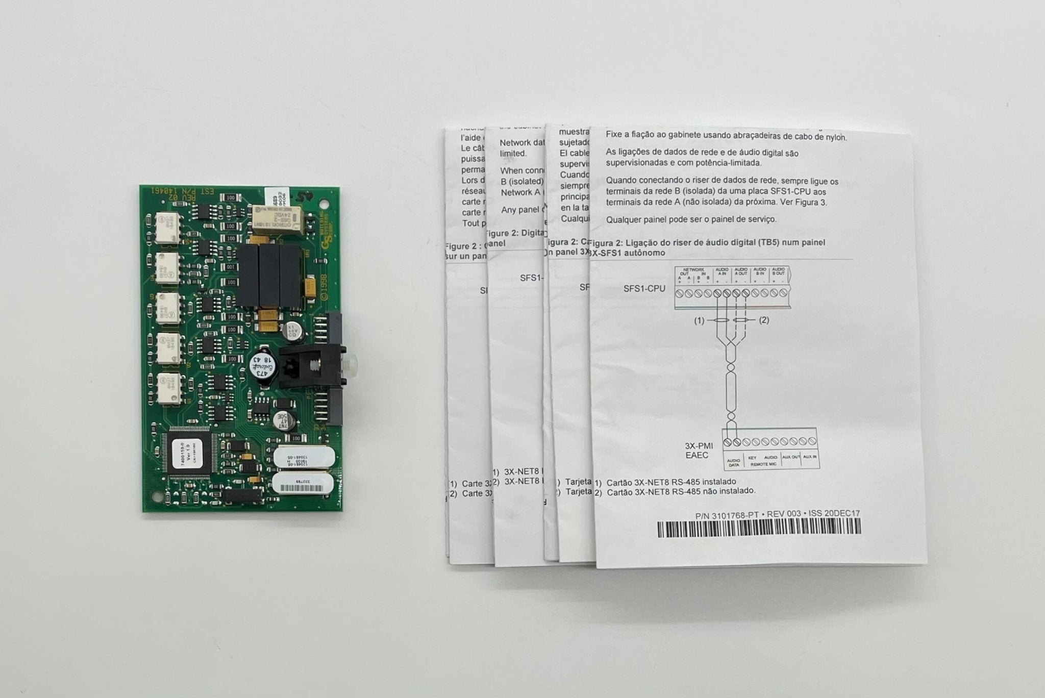 Edwards 3X-NET8 network card with multiple ports, black circuit board, and metal connectors for computer networking.