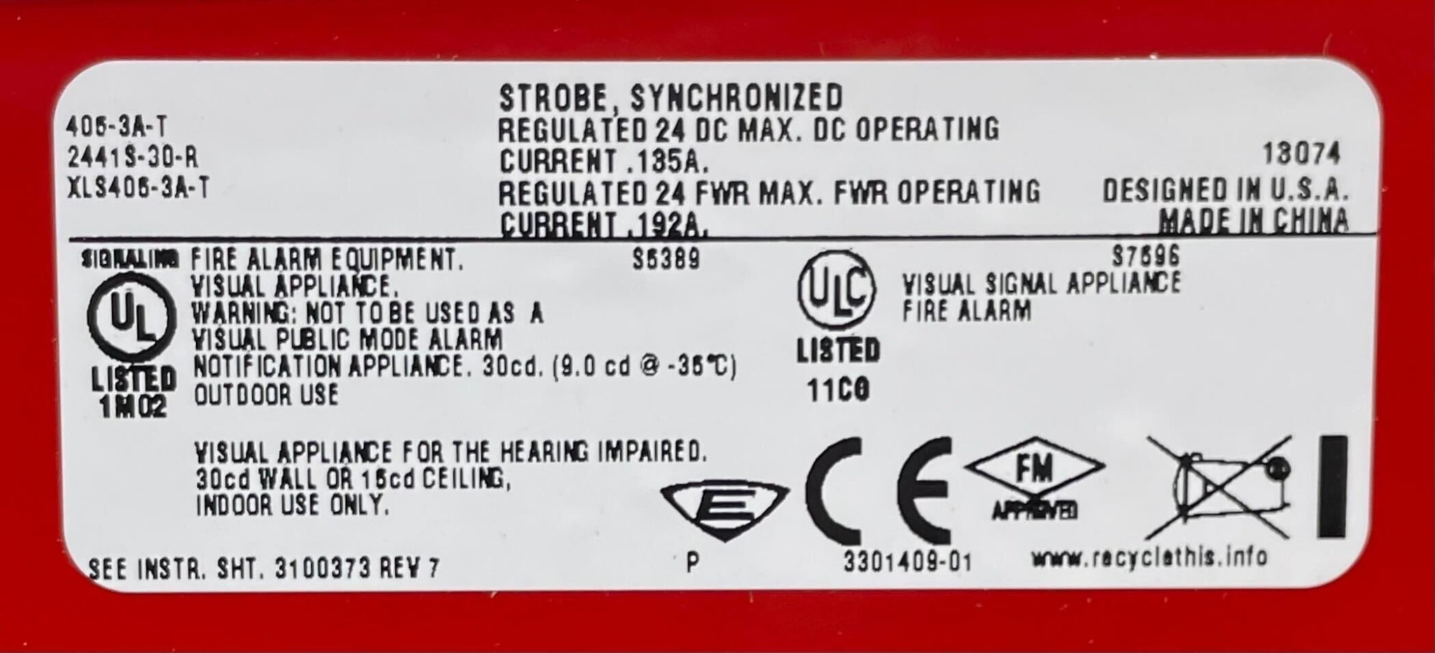 Edwards 405-3A-T strobe light with clear lens, mounted on a metal fixture for industrial warning or signaling applications.