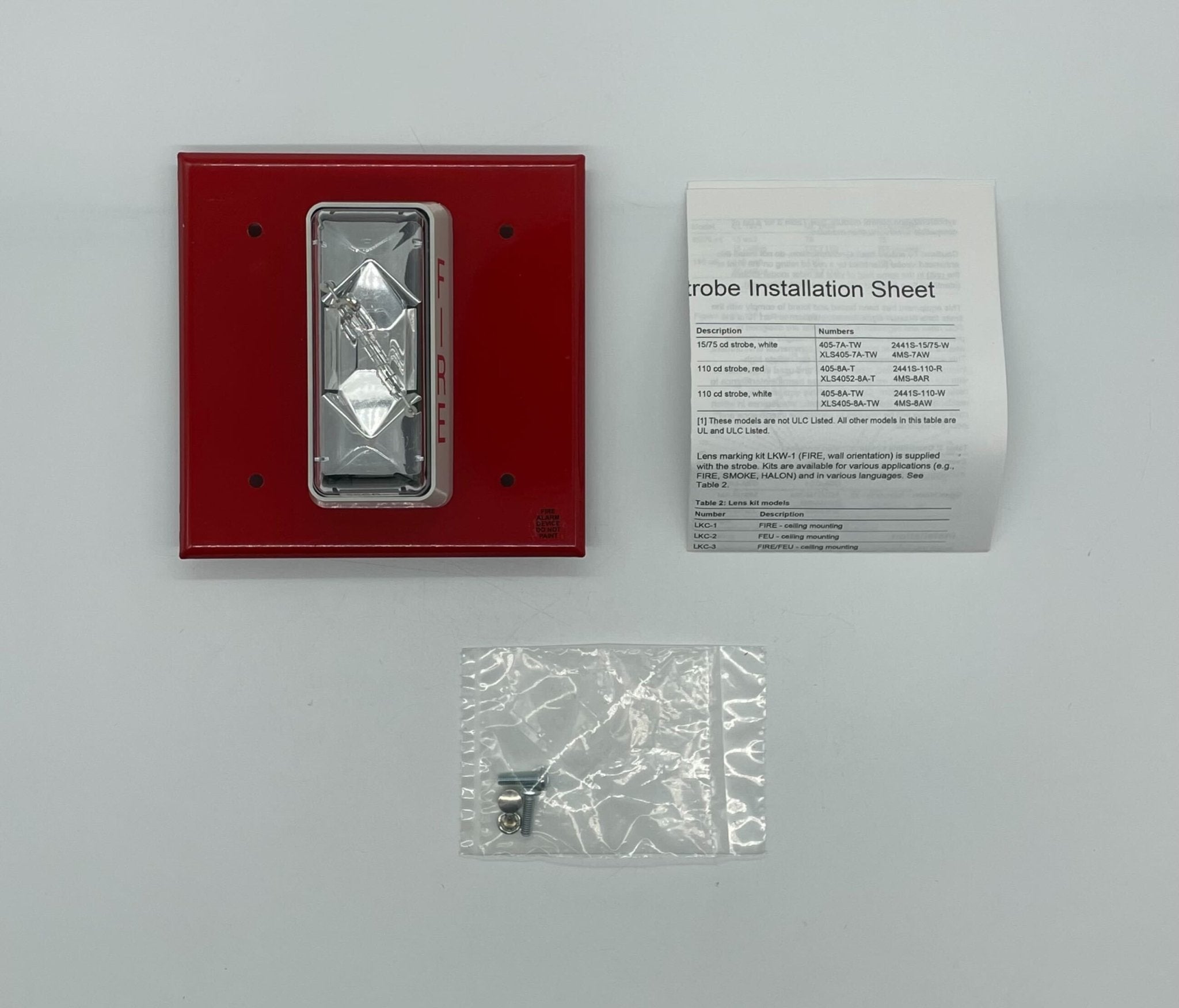 Edwards 405-3A-T strobe light with a metal mounting base, silver finish, and wiring connections for industrial lighting.