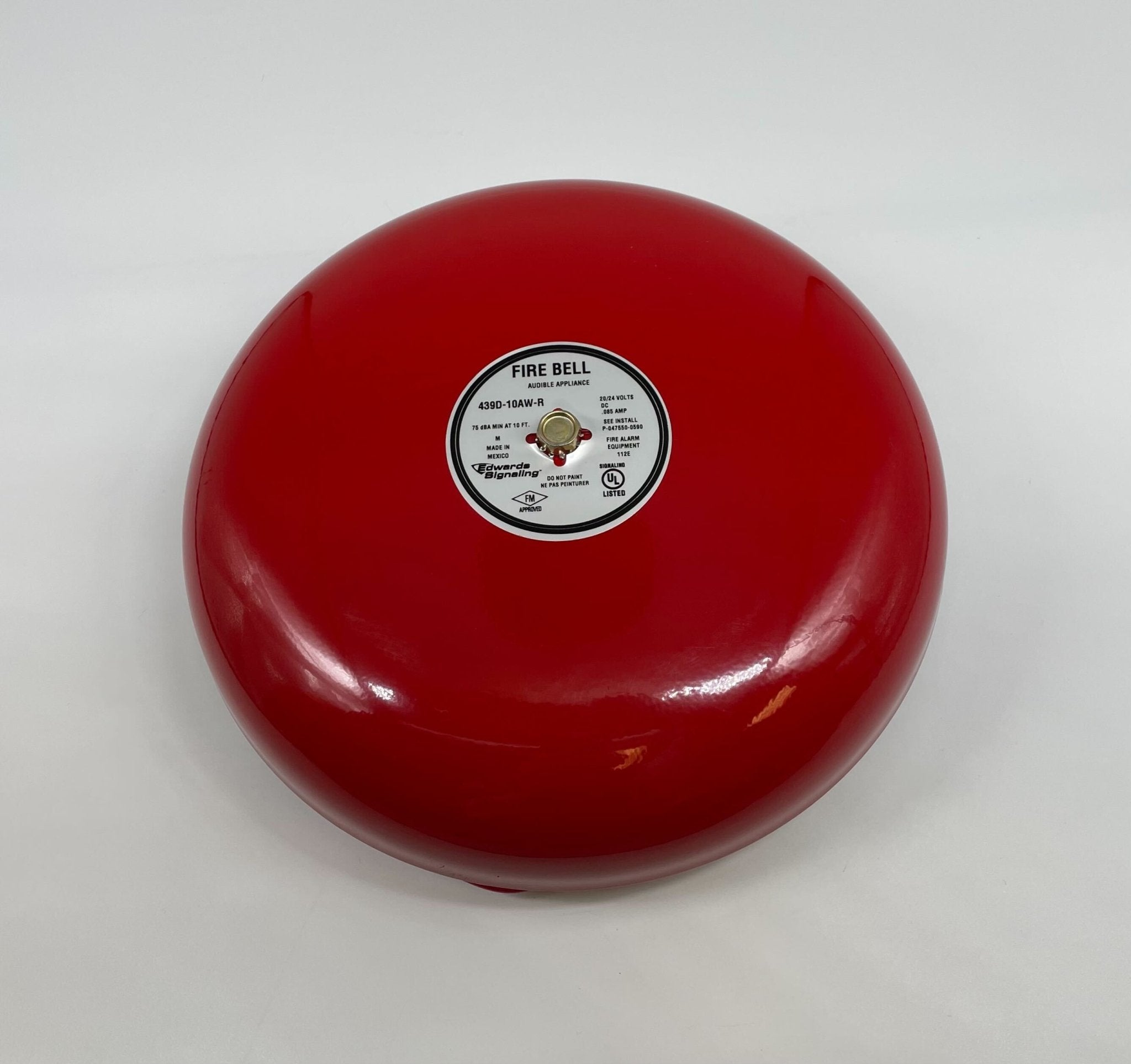 Edwards 439D-10AW-R bell with brass finish, mounted on a white background, showcasing its durable metal construction.
