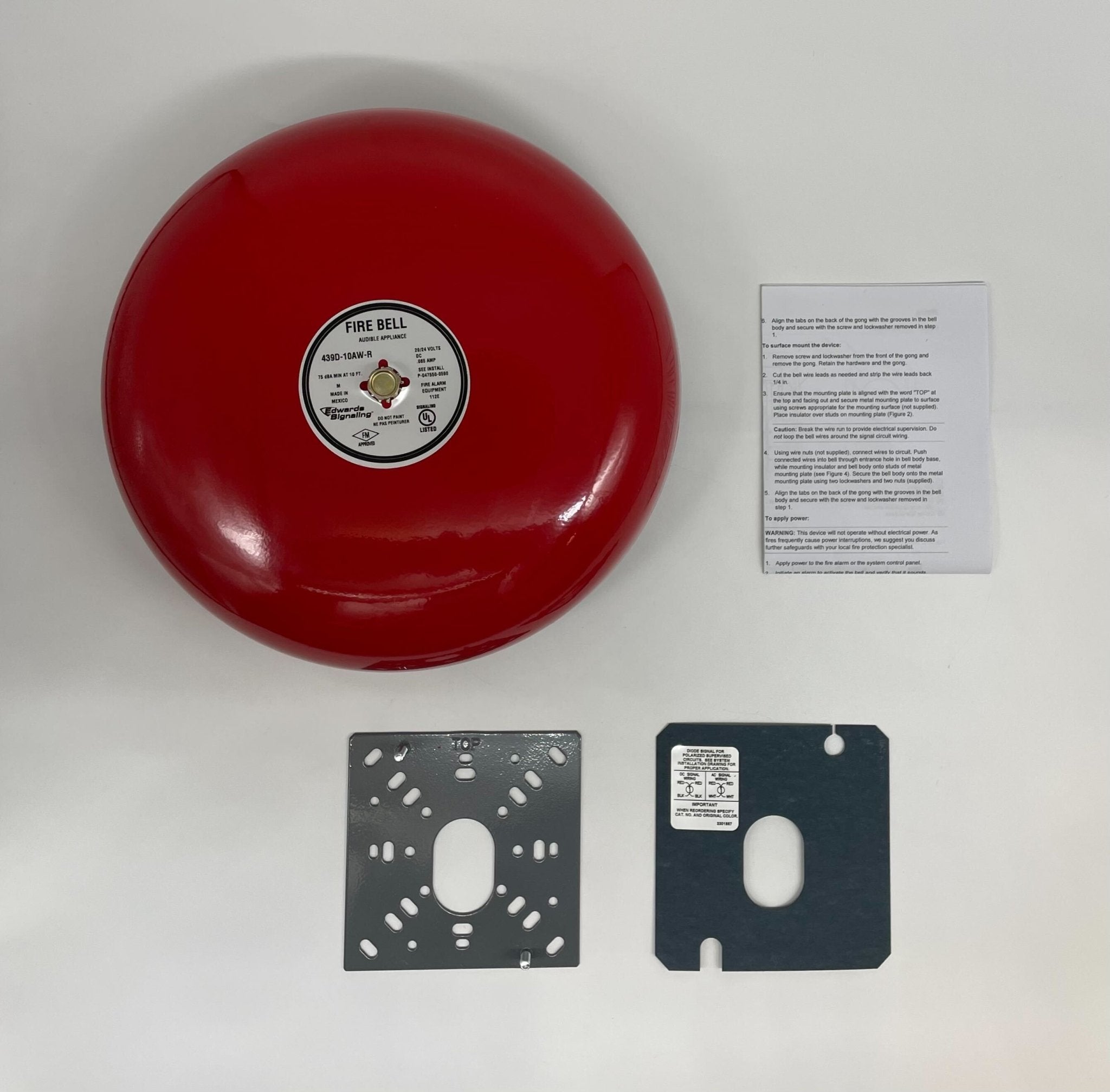 Edwards 439D-10AW-R bell with brass finish, mounted on a white background, showcasing its polished metal surface and classic design.