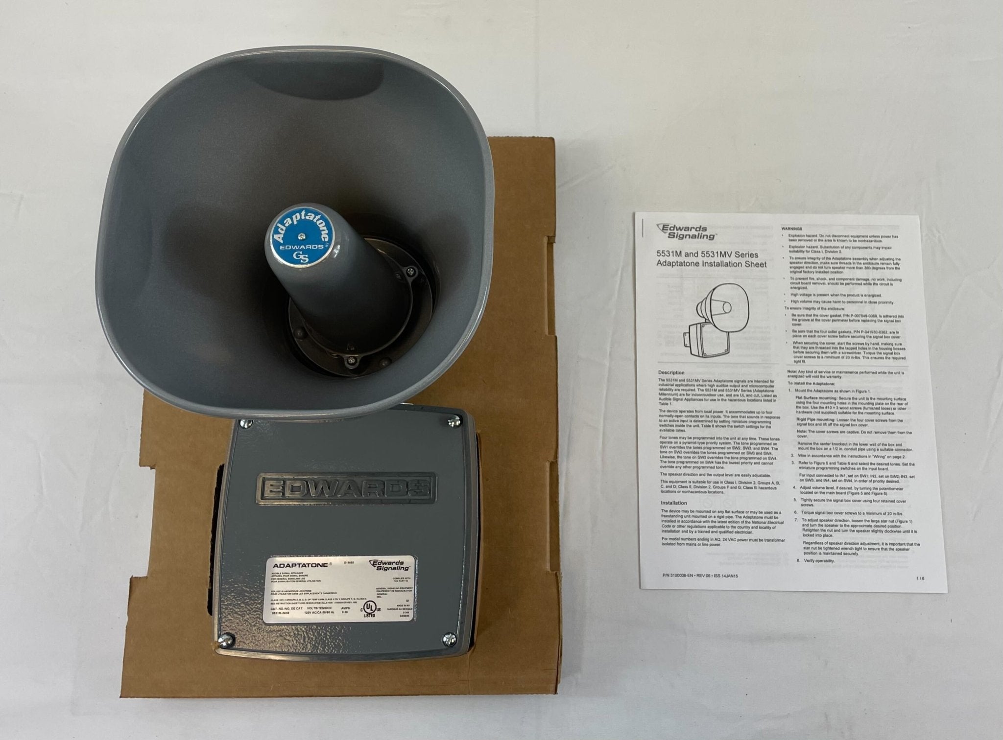 Edwards 5531M-24N5 bell, a durable metal fire alarm bell mounted on a wall, branded Edwards.