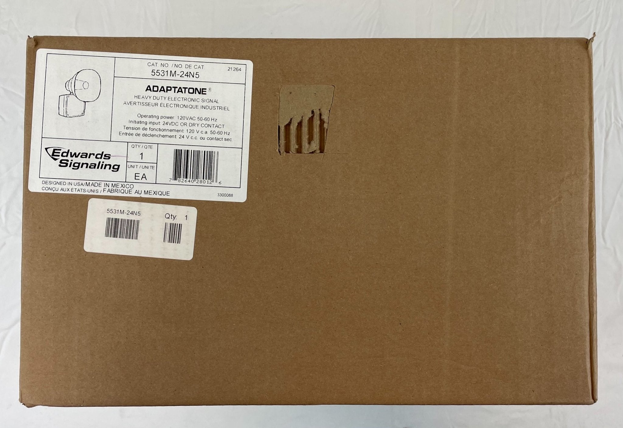 Edwards 5531M-24N5 bell with metal construction and mounting bracket, used for alarm or signaling systems.