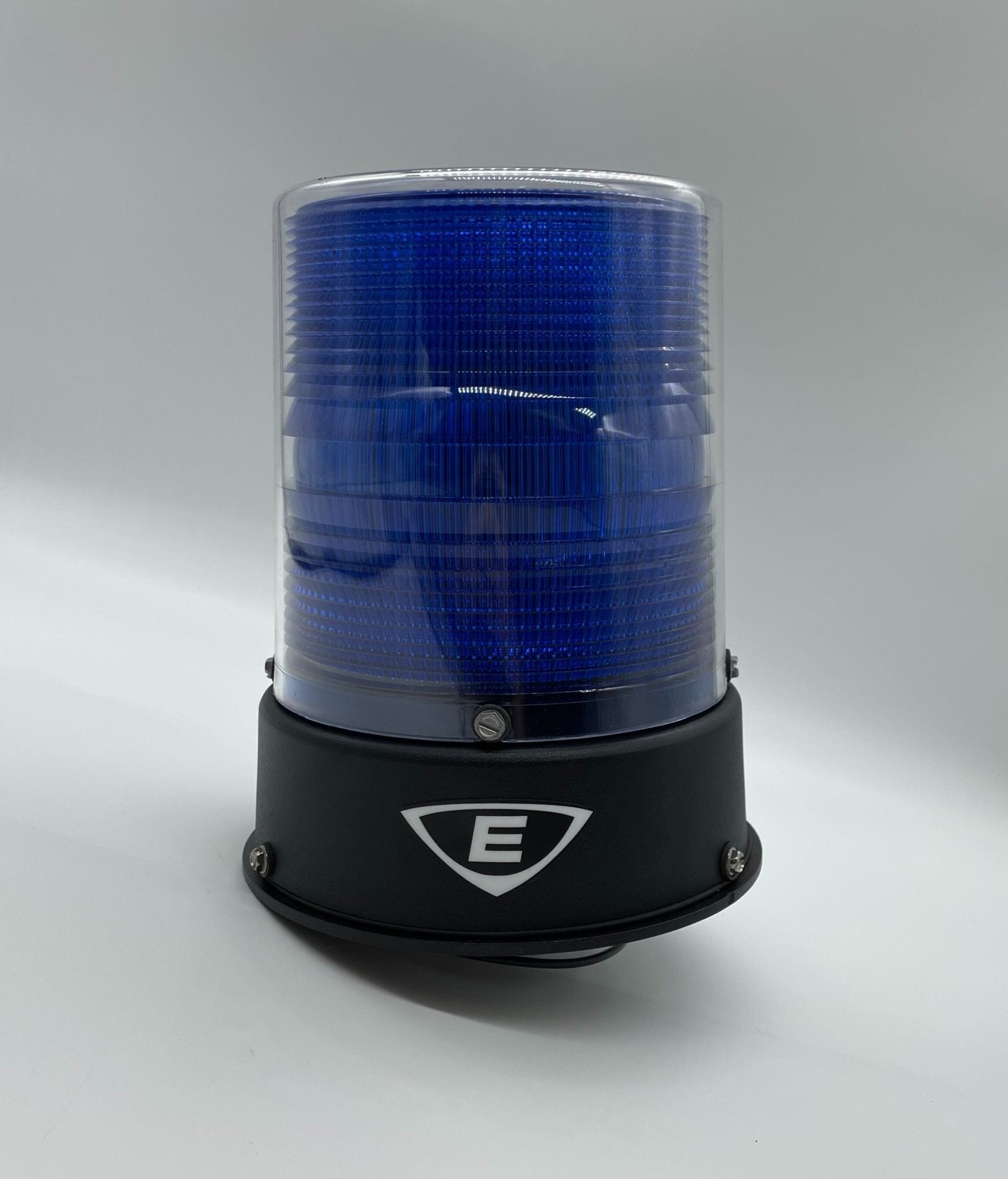 Edwards 57PLEDMB24ADB LED beacon light, with red and amber lenses, mounted on a metal base for industrial warning applications.