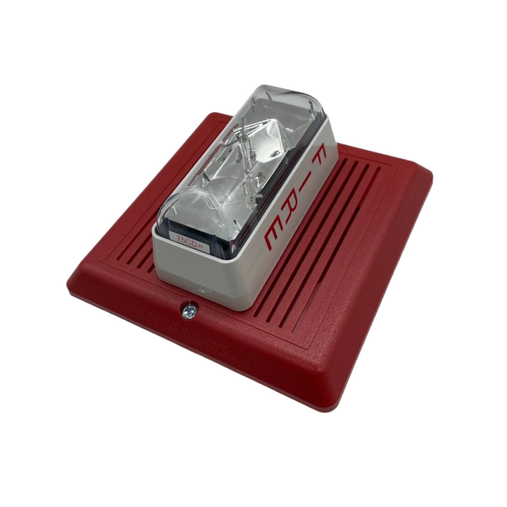 Edwards 757-4A-T horn strobe fire alarm device with yellow housing and mounting base, designed for emergency warning systems.