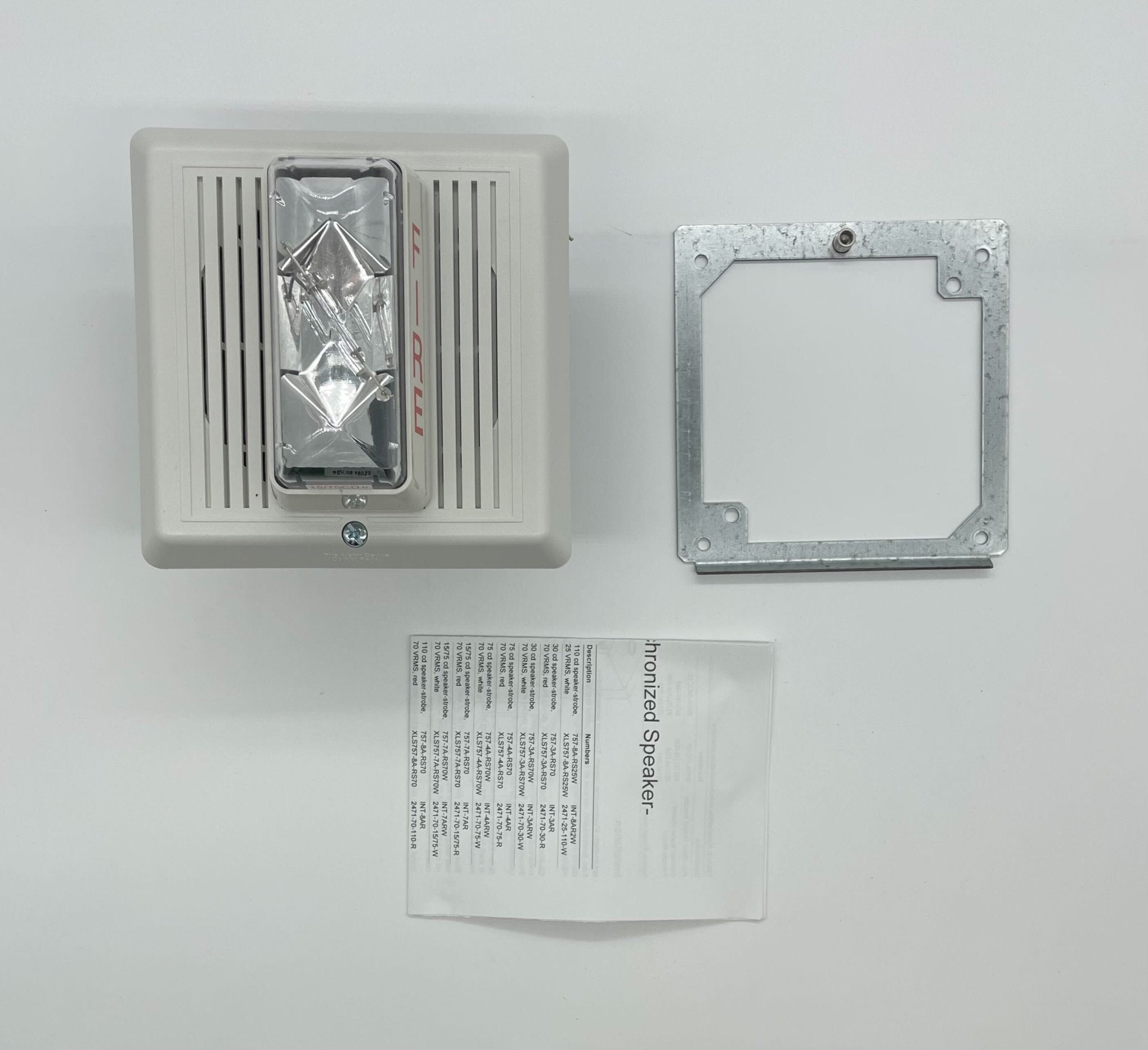 Edwards 757-7A-RS70W speaker strobe light mounted on a ceiling for fire safety alert system.