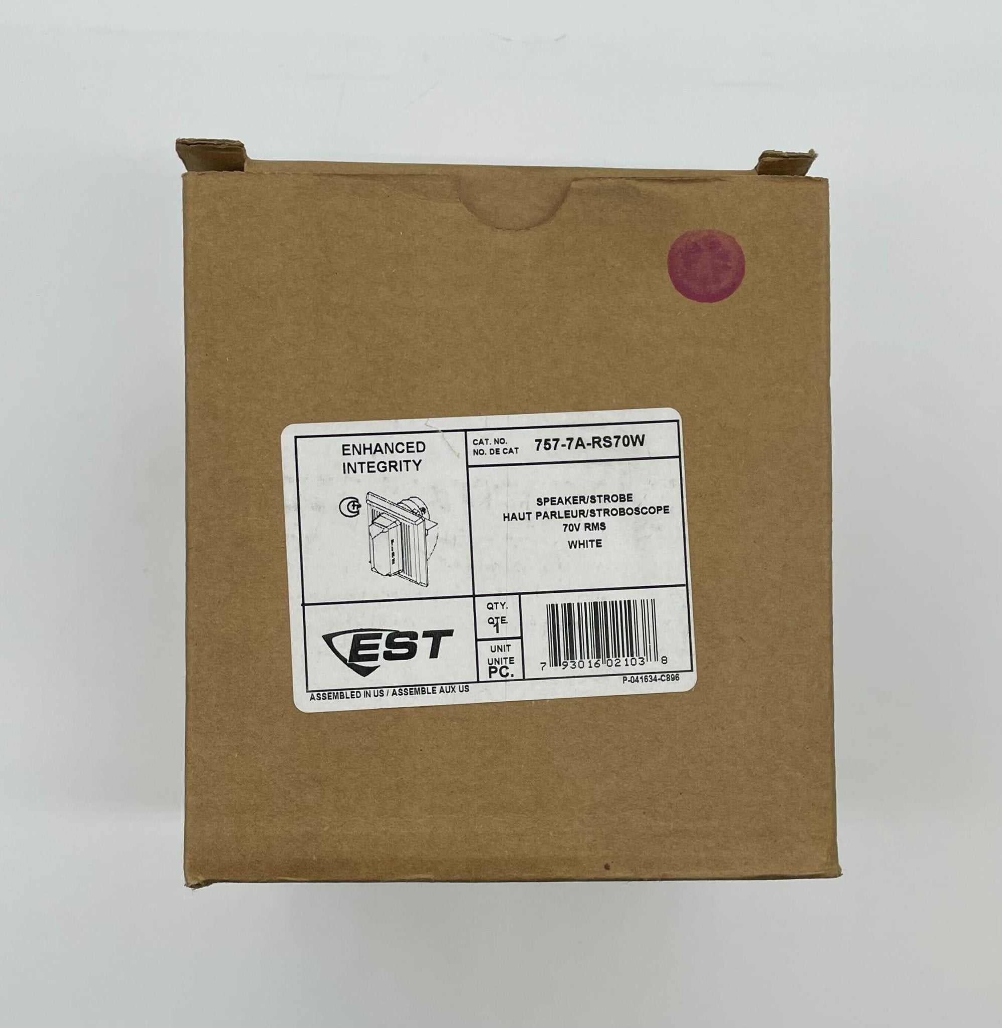 Edwards 757-7A-RS70W speaker strobe with yellow lens and mounting bracket, designed for fire alarm notification systems.