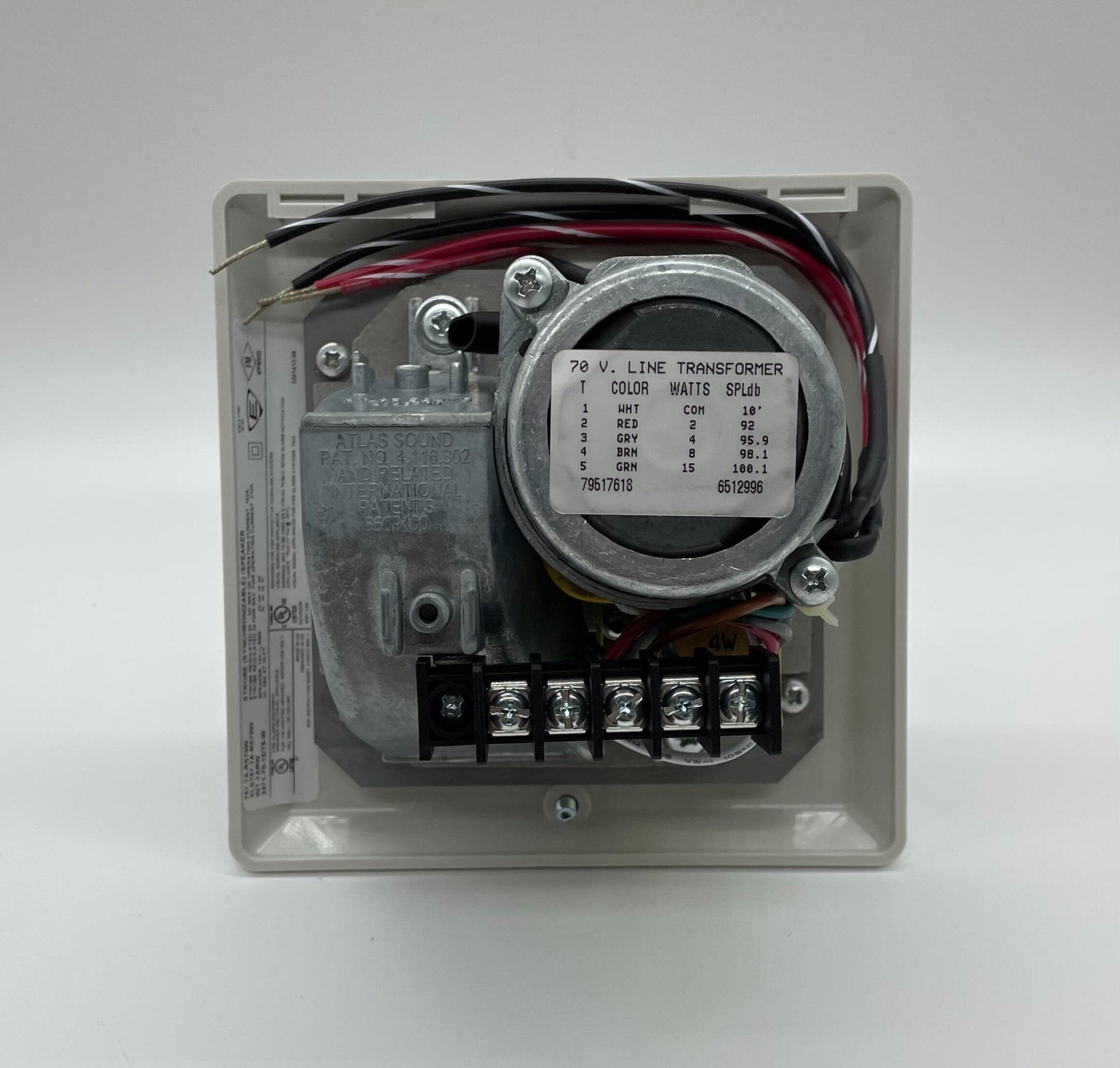 Edwards 757-7A-RS70W speaker strobe light mounted on a ceiling for fire alarm signaling.