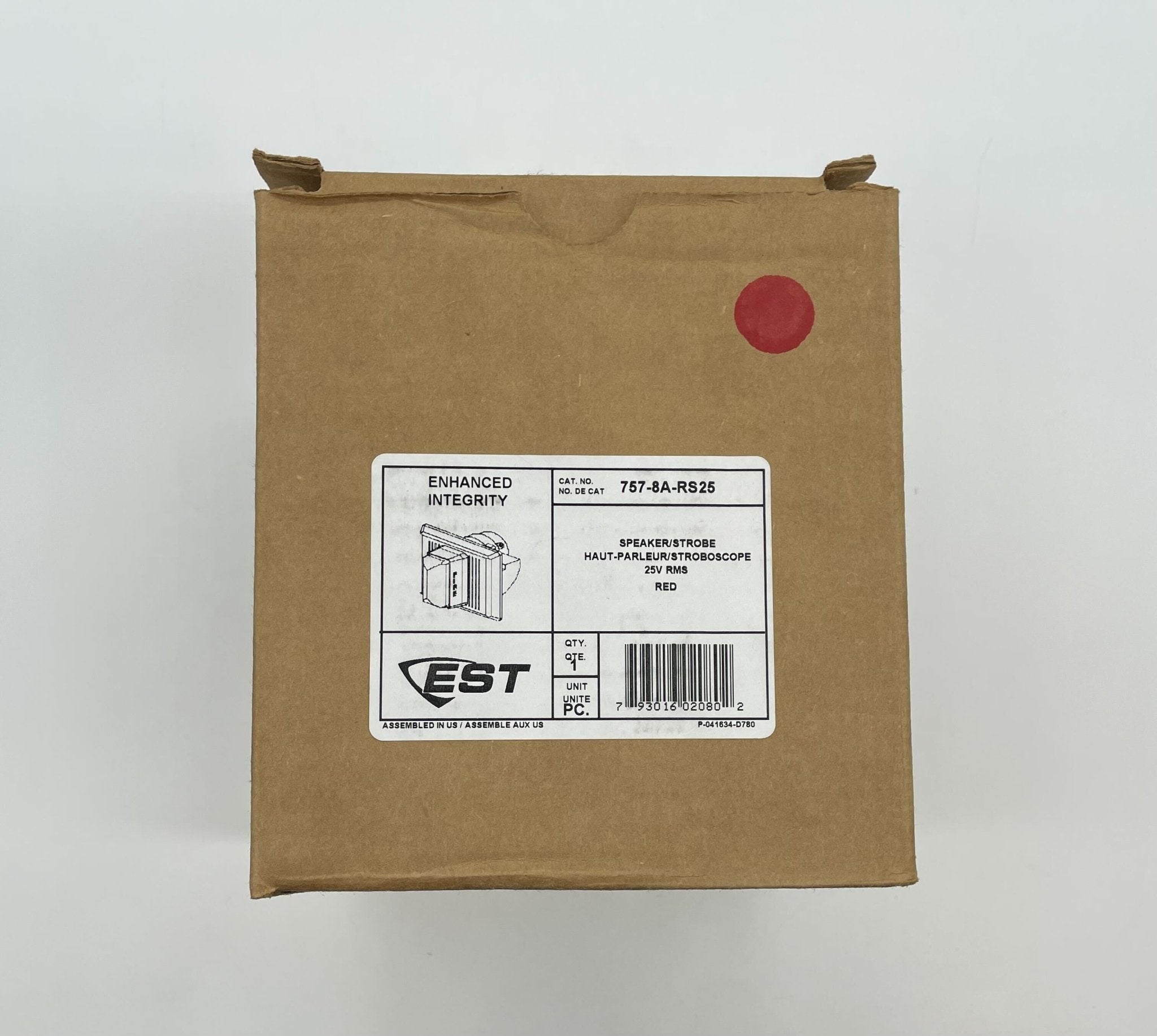 Edwards 757-8A-RS25 speaker strobe with clear lens and mounting hardware, designed for fire alarm notification systems.