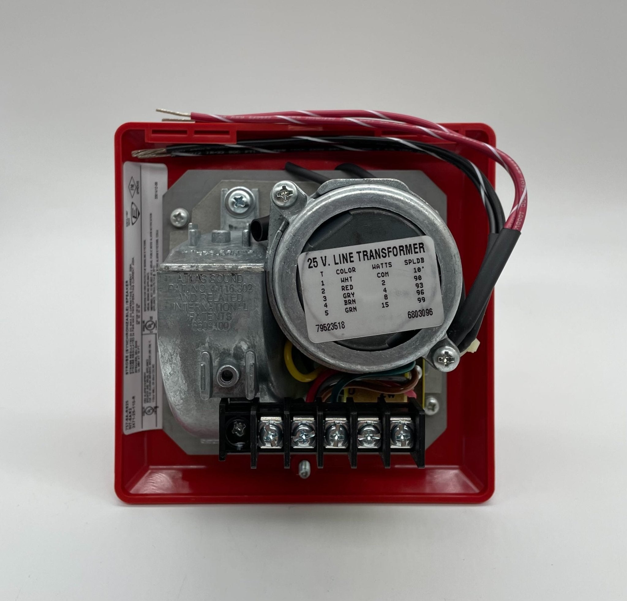 Edwards 757-8A-RS25 speaker strobe light mounted on a ceiling for fire alarm signaling with clear lens and mounting hardware