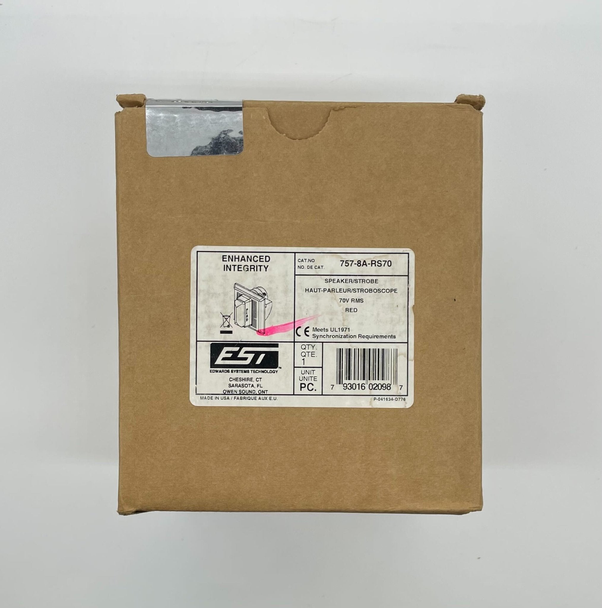 Edwards 757-8A-RS70 speaker strobe light, white emergency alarm with flashing light and sound module for safety alert.