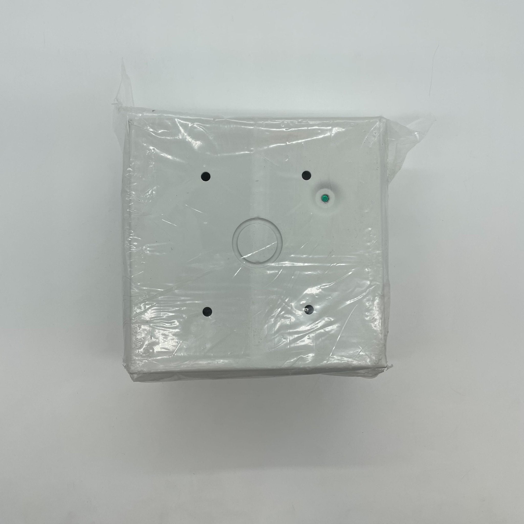 Edwards 757A-SBW surface box for electrical installations, shown in a close-up image with mounting details.