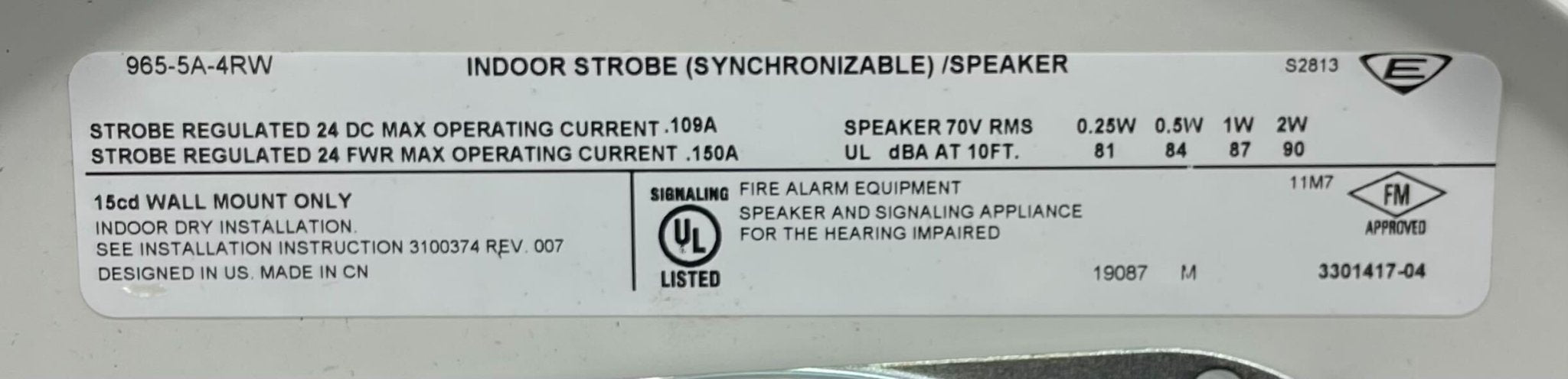 Edwards 965-5A-4RW speaker strobe alarm with red cover and mounting bracket, designed for fire safety and alert systems.