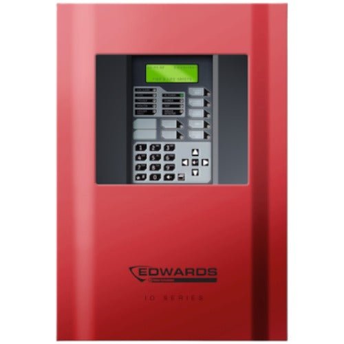 Edwards IO64R fire alarm system sensor with ULC certification, mounted on a wall in a safety monitoring setup.