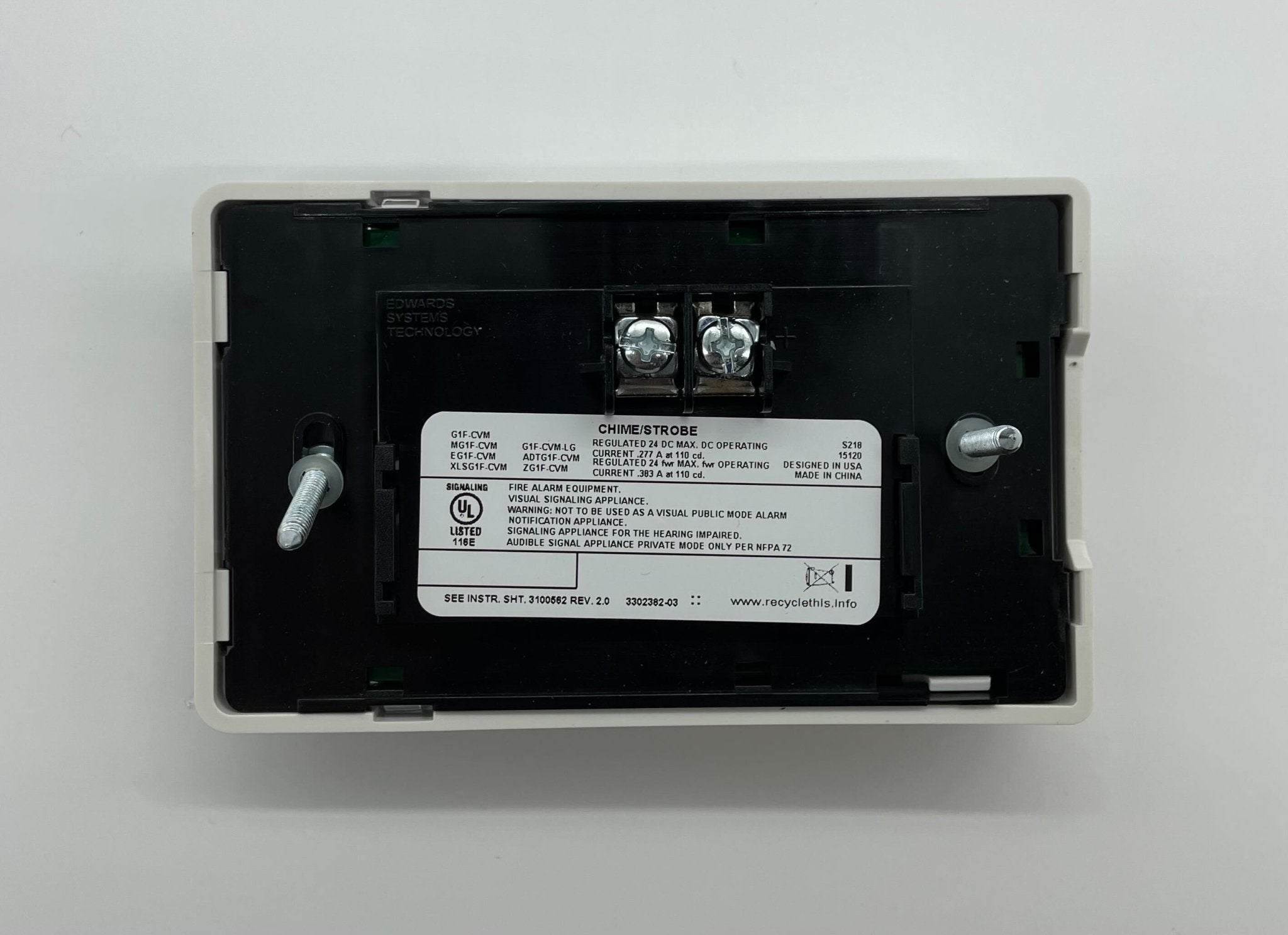 Edwards EG1F-CVM strobe light with Jem Systems Canada branding, showing the compact, professional-grade emergency warning device.