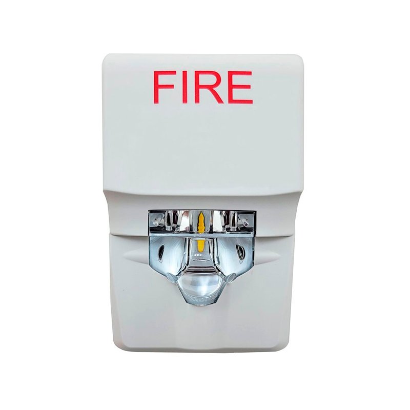 Edwards EG1VWF fire alarm with sleek white design, mounted on wall, part of Edwards fire alarm system.