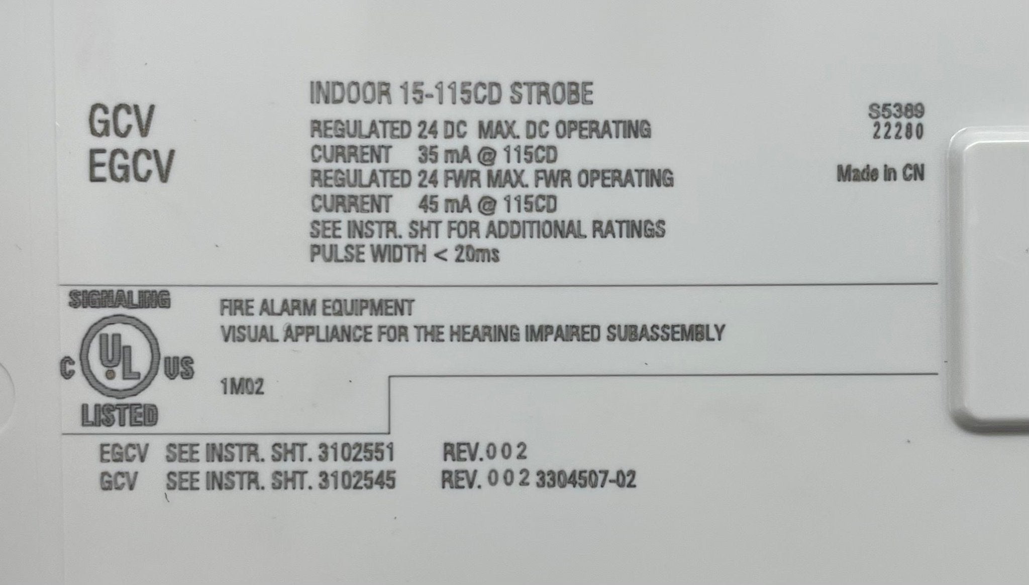 Edwards EGCVWF strobe light from Jem Systems Canada, mounted on a wall, with a clear lens and white housing for visual alerting.