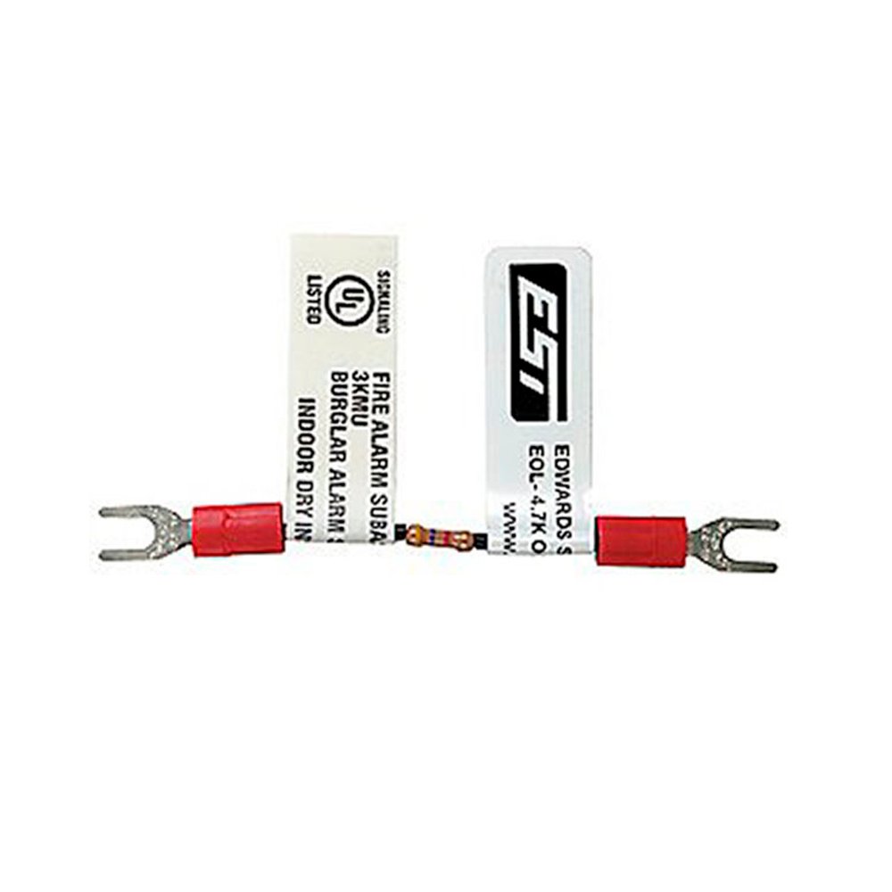 Edwards EOL47PK7 EOL resistor with multiple color-coded bands, mounted on a circuit board for electronic applications.