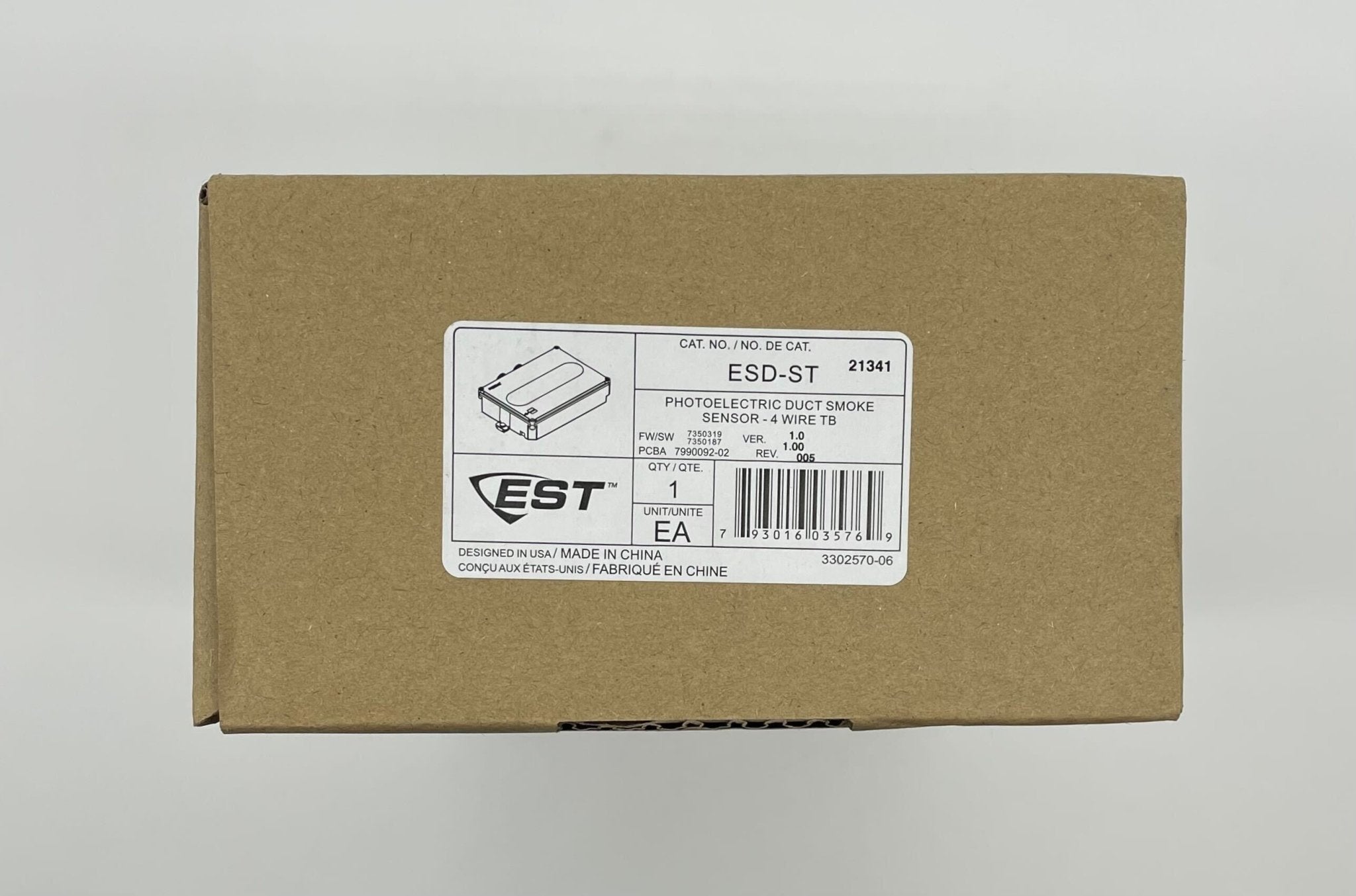 Edwards ESD-ST fire alarm with red cover and mounting bracket, designed for fire safety and emergency alerts.