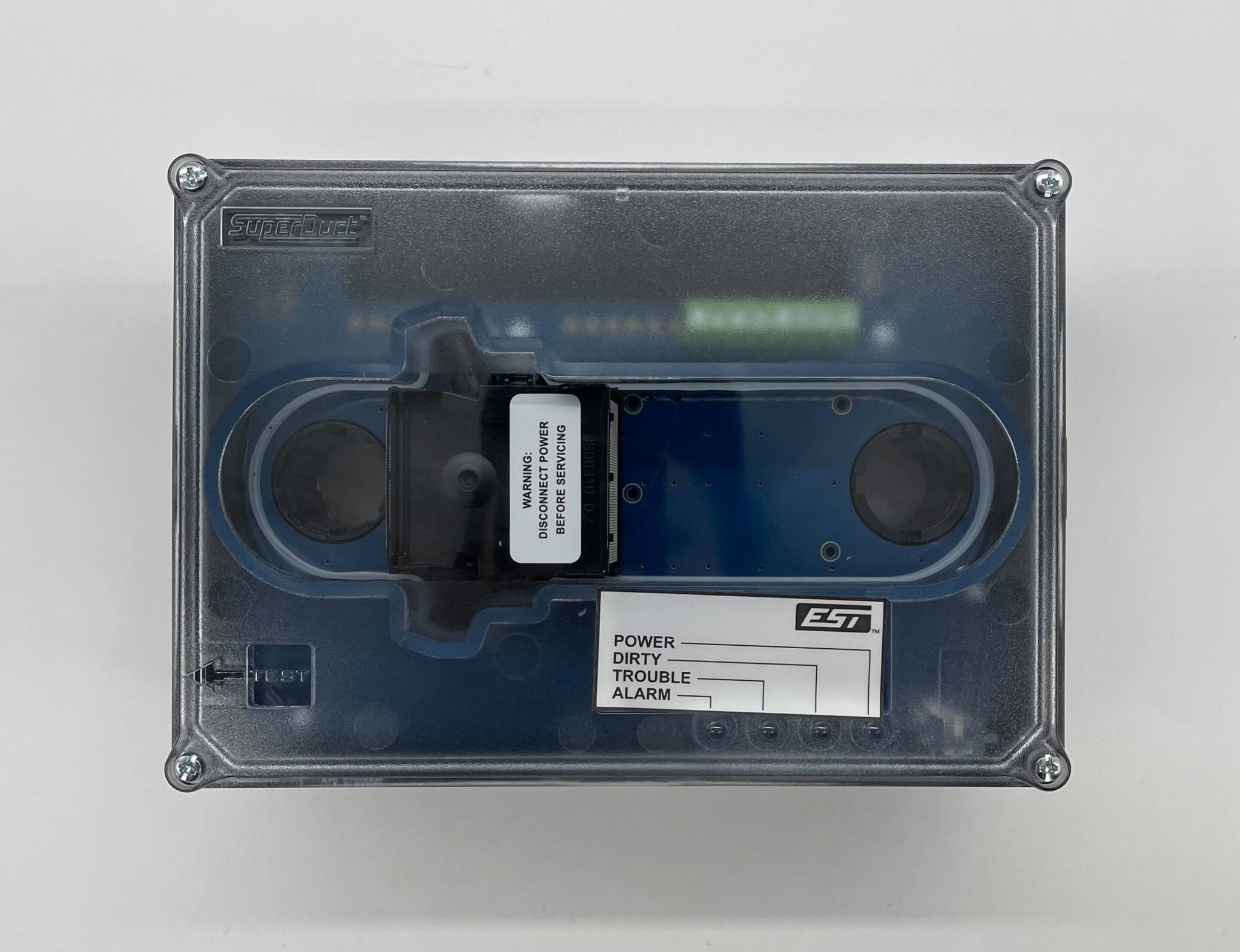Edwards ESD-ST fire alarm sensor with wiring and mounting components, designed for building safety detection.