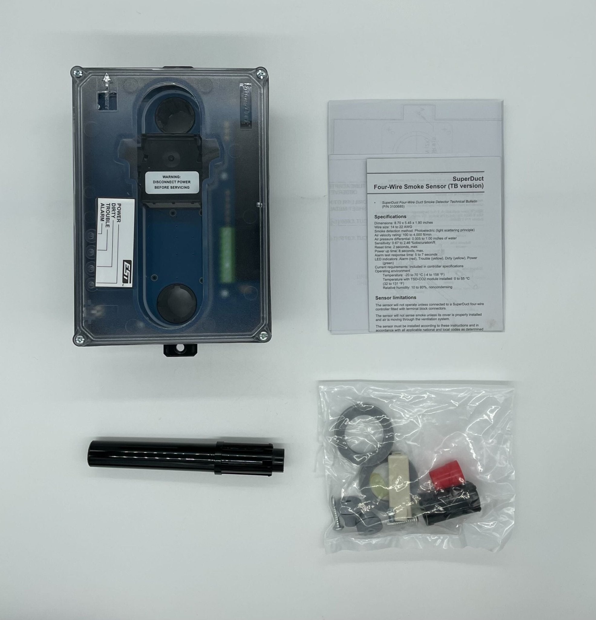 Edwards ESD-ST fire alarm with smoke detector and alarm speaker mounted on wall in a building setting