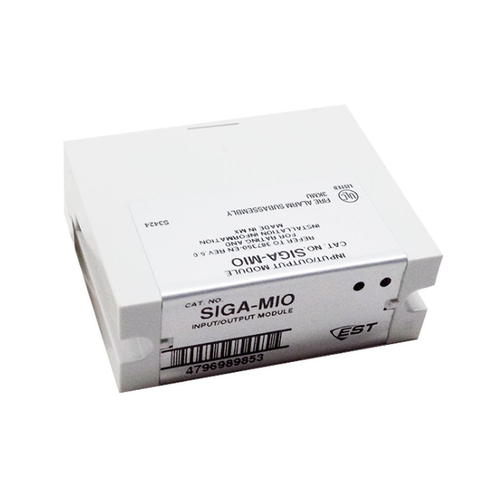 Edwards SIGA-MIO fire alarm system with sensors, mounted on a wall, designed for building safety and fire detection.