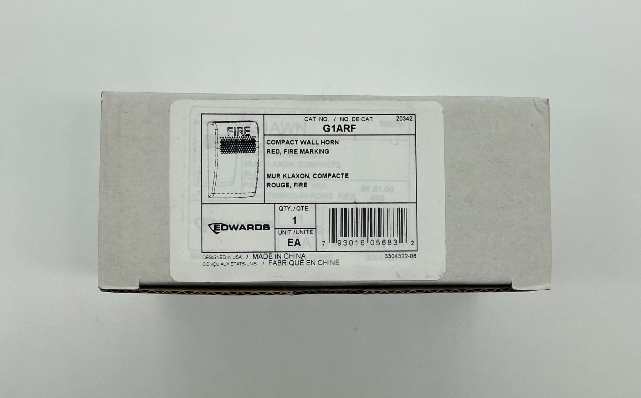 Edwards G1ARF Compact Wall Horn mounted on wall, black alarm horn for security and fire alarm systems.
